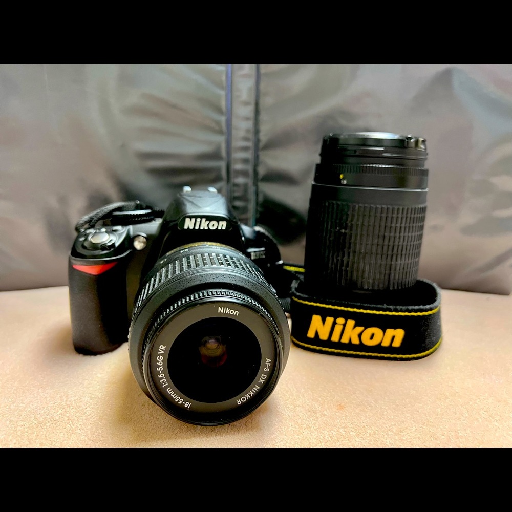 Nikon D3100 DSLR Camera set With Case, 18-55mm lens and 70-300mm Lens